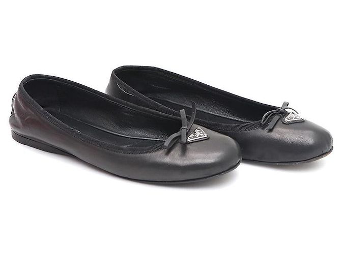 Prada Ballerine con logo Triangle Nero - vista 3