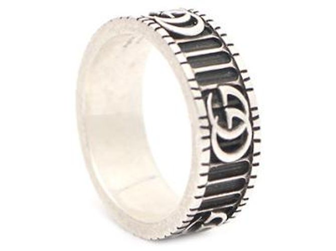 Gucci Anello largo Marmont con logo Double GG argento - vista 10