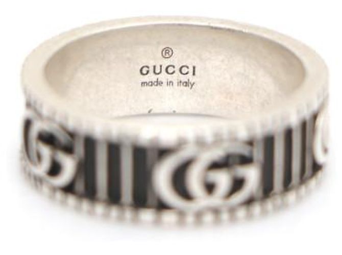 Gucci Anello largo Marmont con logo Double GG argento - vista 11