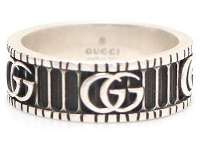 Gucci Anello largo Marmont con logo Double GG argento - vista 2