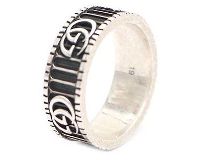 Gucci Anello largo Marmont con logo Double GG argento - vista 3