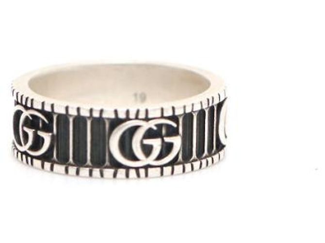 Gucci Anello largo Marmont con logo Double GG argento - vista 7