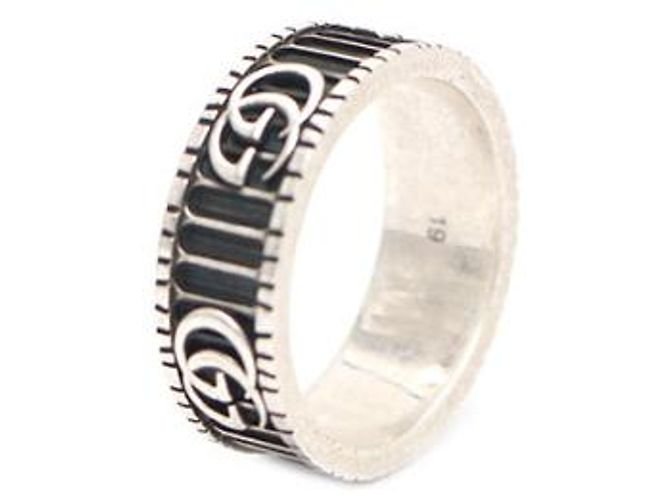 Gucci Anello largo Marmont con logo Double GG argento - vista 9