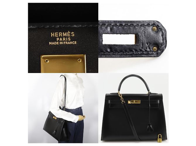Hermès Hermes Kelly Black Box Calf with Gold Hardware 32 Nero - vista 5