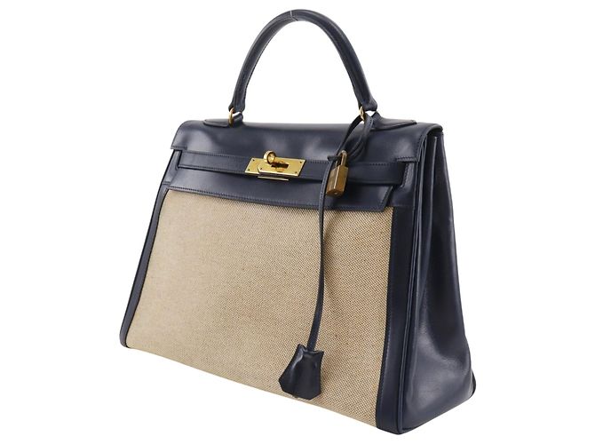 Hermès Hermes Kelly Black Box Calf with Gold Hardware 32 Beige - vista 3
