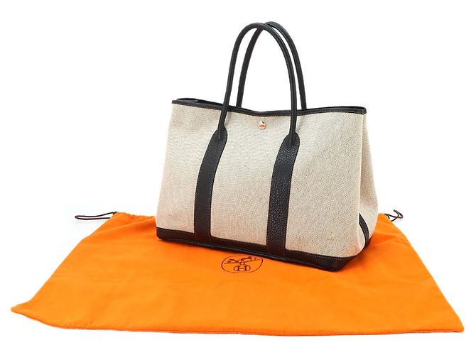Hermès Borsa Tote Hermes Garden 36 PM Marrone Nero - vista 2