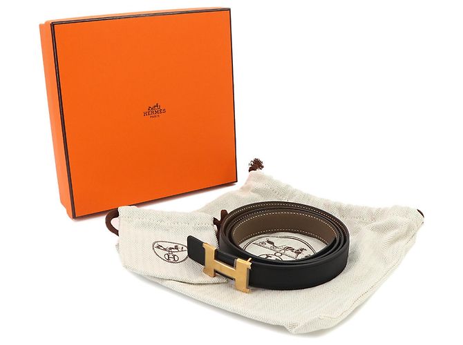 Hermès Cinturón Hermes Mini Constance Reversible H Negro Beige - vista 2