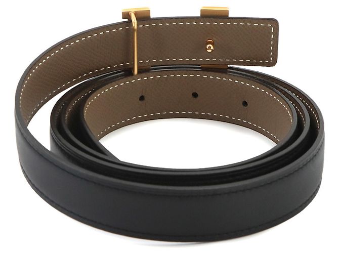 Hermès Cinturón Hermes Mini Constance Reversible H Negro Beige - vista 3