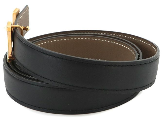 Hermès Cinturón Hermes Mini Constance Reversible H Negro Beige - vista 4