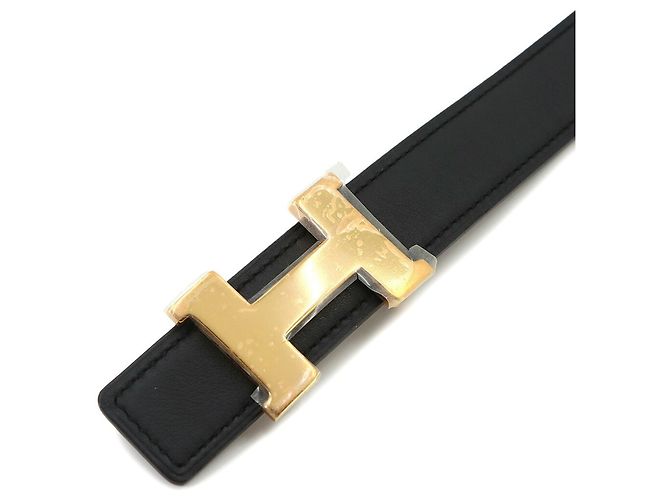 Hermès Cinturón Hermes Mini Constance Reversible H Negro Beige - vista 6
