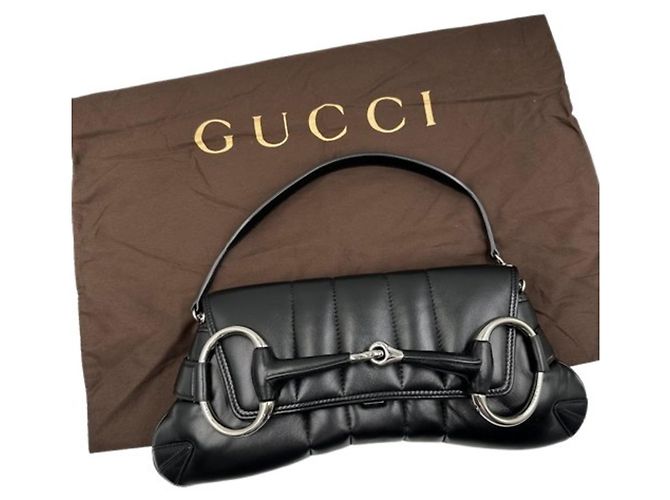 Borsa a tracolla in pelle Gucci Horsebit Nero - vista 10