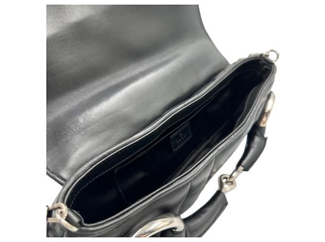 Borsa a tracolla in pelle Gucci Horsebit Nero - vista 4