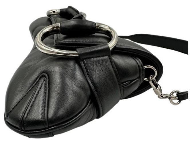 Borsa a tracolla in pelle Gucci Horsebit Nero - vista 5