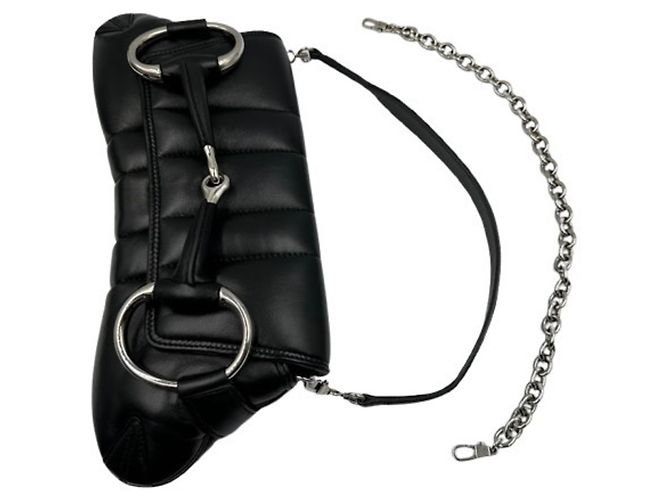 Borsa a tracolla in pelle Gucci Horsebit Nero - vista 8