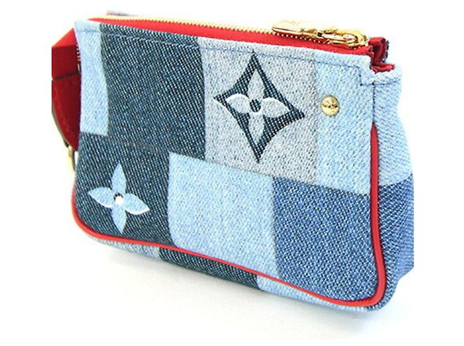 Louis Vuitton Monogram Denim Micro Pochette Accessoires Roja Azul - vista 2