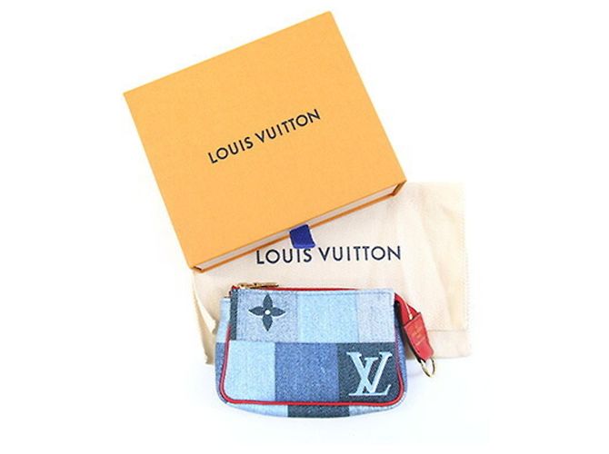 Louis Vuitton Monogram Denim Micro Pochette Accessoires Roja Azul - vista 6
