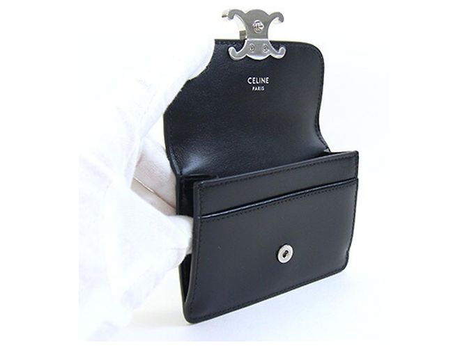Triomphe Céline Celine Black Leather Card Case - view 3