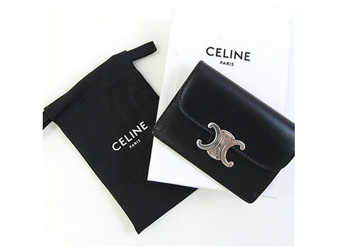 Triomphe Céline Celine Black Leather Card Case - view 6