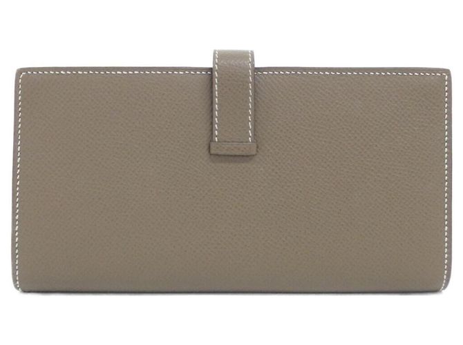 Hermès Cartera bi-fold Hermes Bearn Soufflé Gris pardo - vista 2