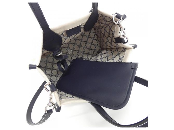 Borsa Gucci 772144 FACVW Beige Blu scuro - vista 6