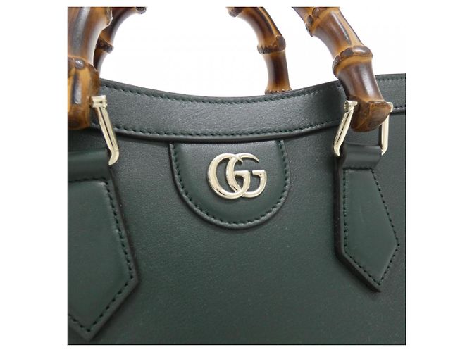 Borsa a mano Gucci Diana in pelle verde - vista 4