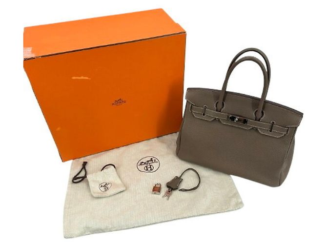 Hermès Borsa Hermes Birkin 30 Etoupe in pelle Togo Taupe - vista 12