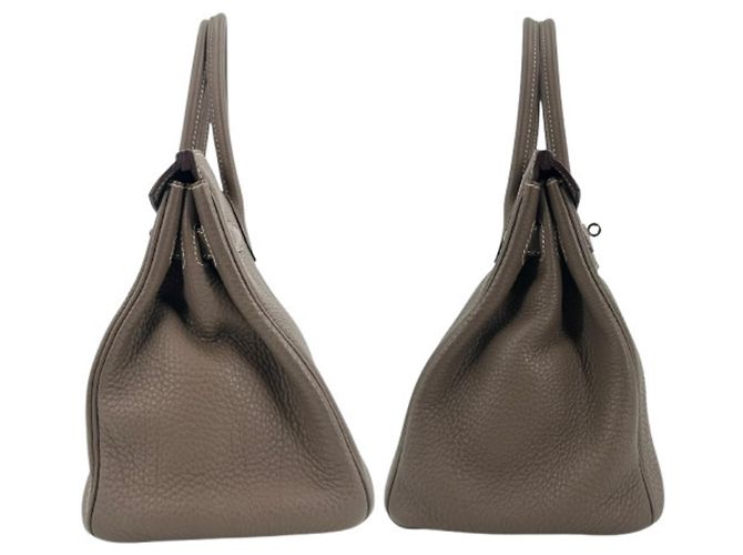 Hermès Borsa Hermes Birkin 30 Etoupe in pelle Togo Taupe - vista 4