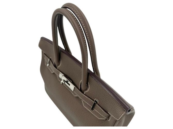 Hermès Borsa Hermes Birkin 30 Etoupe in pelle Togo Taupe - vista 6