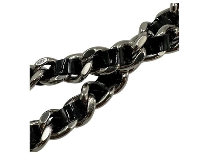 Collana Chanel in pelle nera e catena in metallo Nero - vista 6
