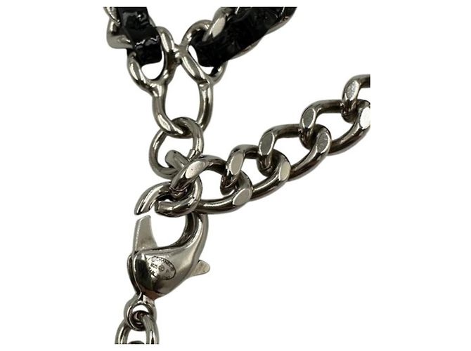 Collana Chanel in pelle nera e catena in metallo Nero - vista 7