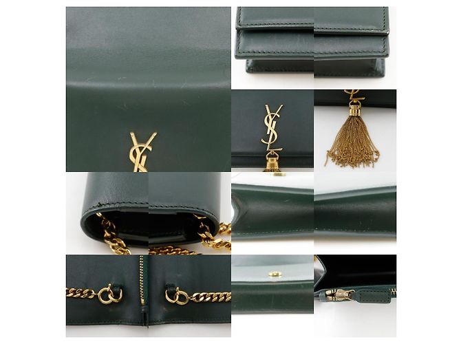 Saint Laurent Classic Monogram Tassel Chain Leather Verde - vista 6