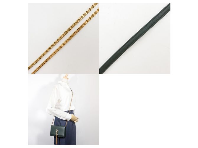 Saint Laurent Classic Monogram Tassel Chain Leather Verde - vista 7
