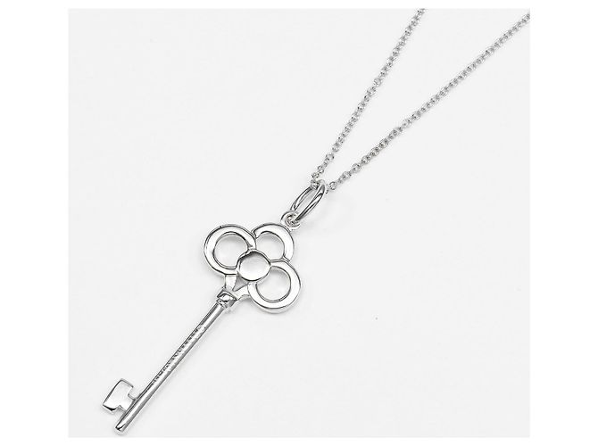 Pendente Crown Key Tiffany & Co. in oro bianco 18K con diamanti Argento - vista 2