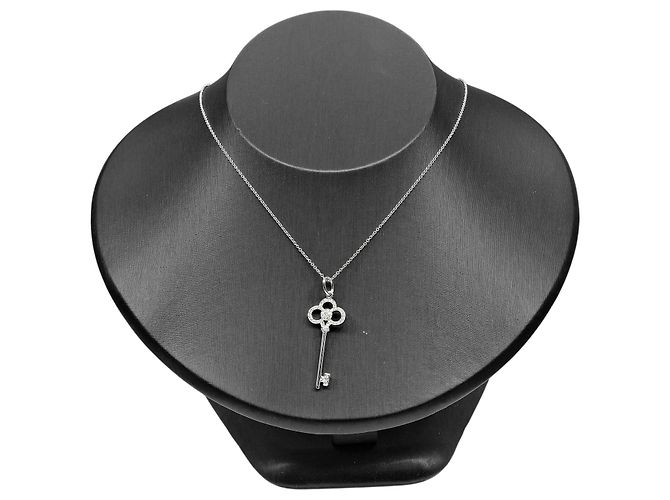 Pendente Crown Key Tiffany & Co. in oro bianco 18K con diamanti Argento - vista 7