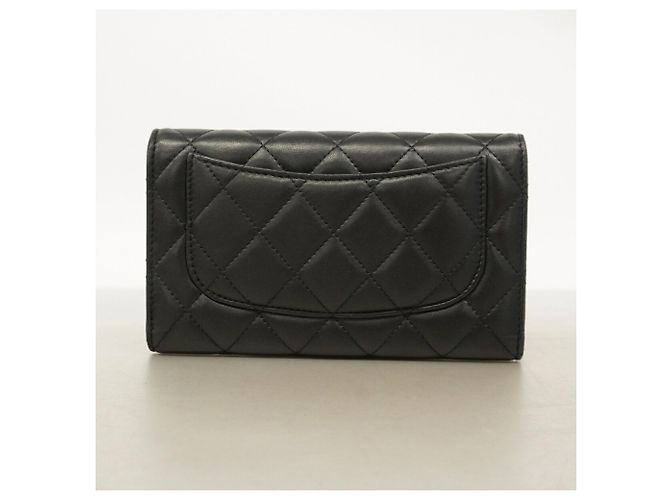 Portafoglio lungo tri-fold Chanel in nappa nera Nero - vista 11