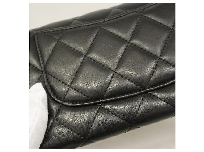 Portafoglio lungo tri-fold Chanel in nappa nera Nero - vista 8