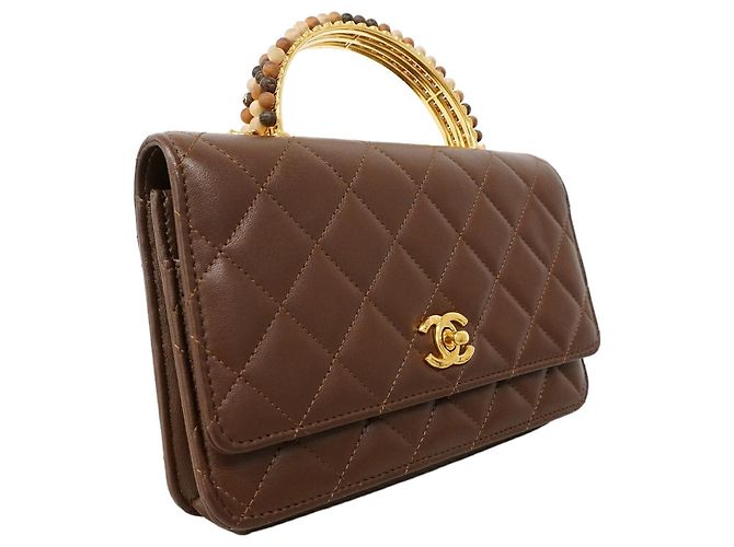 Portafoglio a spalla con catena Chanel Matelassé Marrone - vista 2