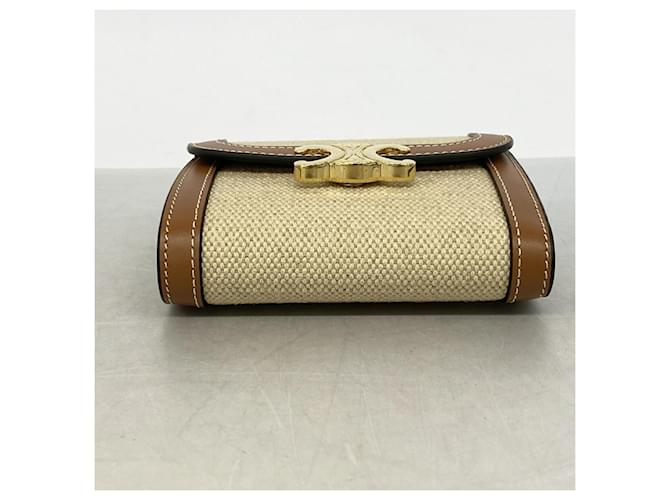 Céline Celine Triomphe Tri-fold Geldbörse Braun Beige - Ansicht 2