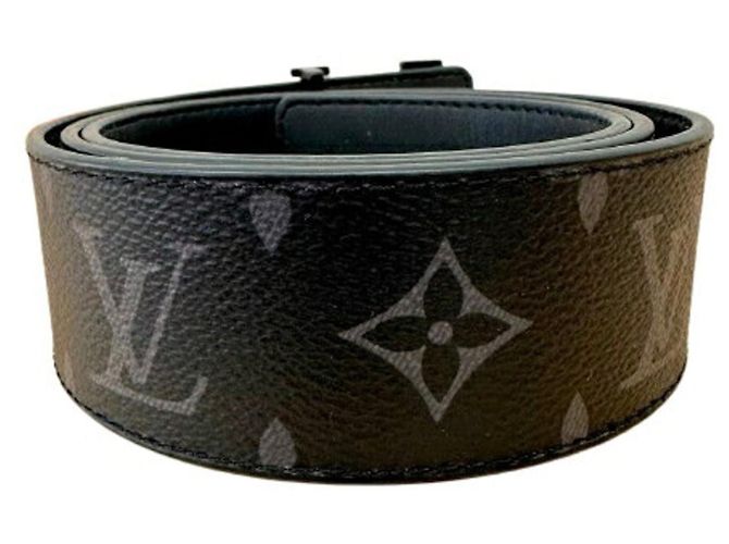 Cinturón de cuero negro Louis Vuitton Monogram Eclipse - vista 2
