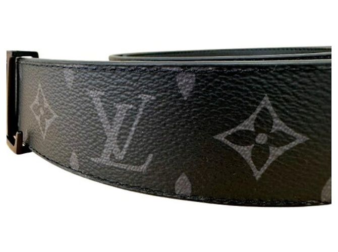 Cinturón de cuero negro Louis Vuitton Monogram Eclipse - vista 4