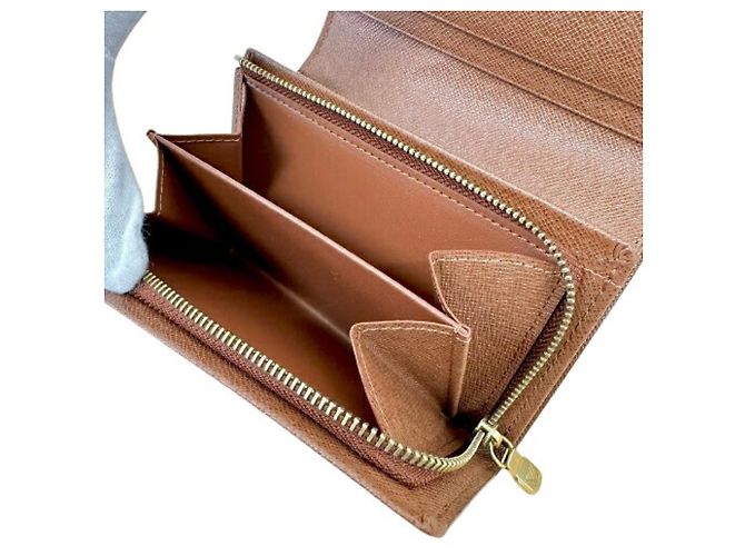 Louis Vuitton Monogram Portefeuille Tresor Bi-fold Wallet Marrone - vista 7