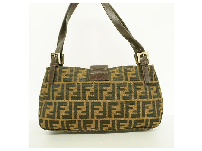 Borsa Fendi Zucca in nylon e canvas Marrone - vista 10