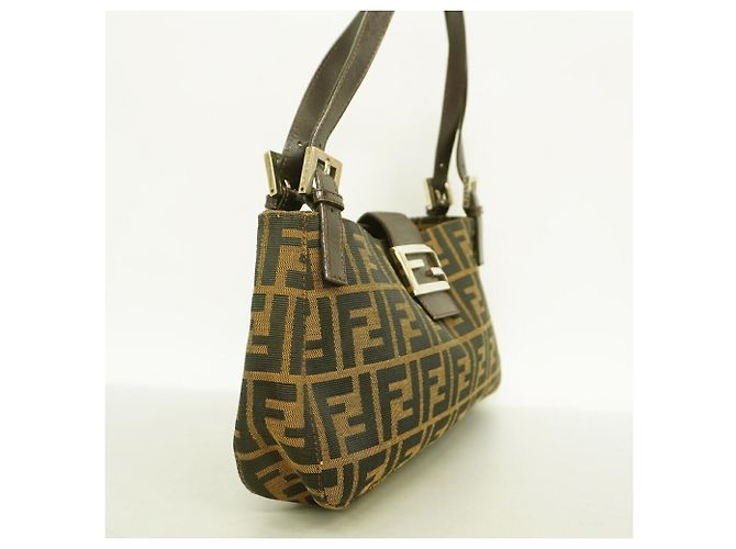 Borsa Fendi Zucca in nylon e canvas Marrone - vista 2