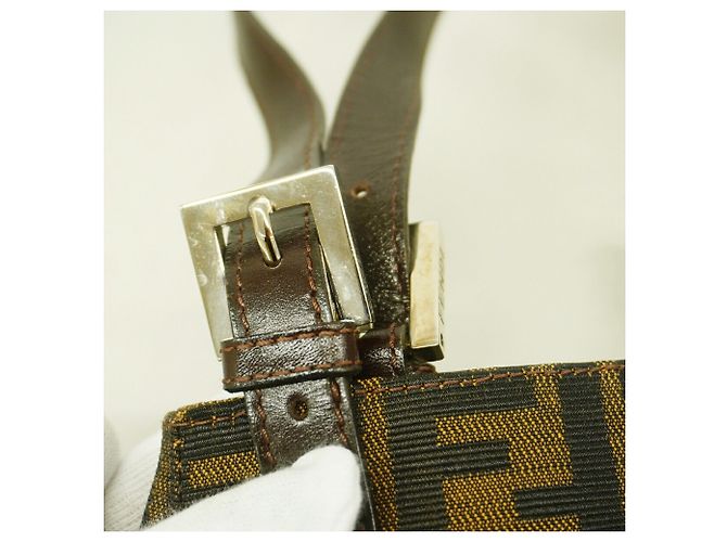 Borsa Fendi Zucca in nylon e canvas Marrone - vista 9