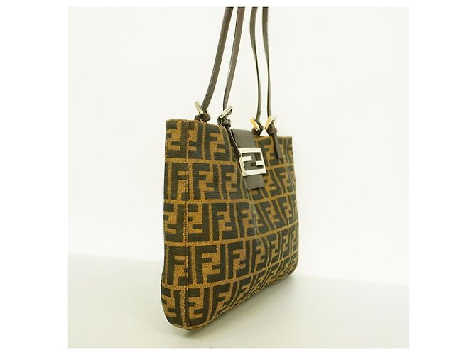 Bolsa de ombro Fendi Zucca em nylon e canvas Marrom - vista 2