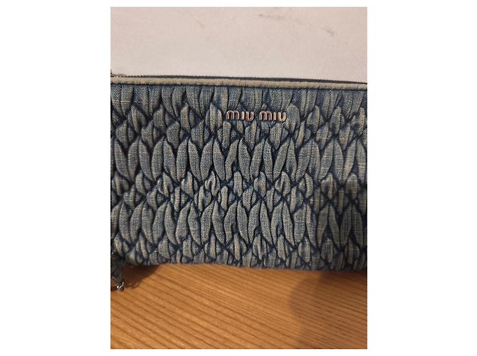 Miu Miu blue denim shoulder bag adorned with crystals - view 5