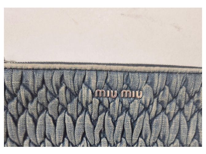 Miu Miu blue denim shoulder bag adorned with crystals - view 6