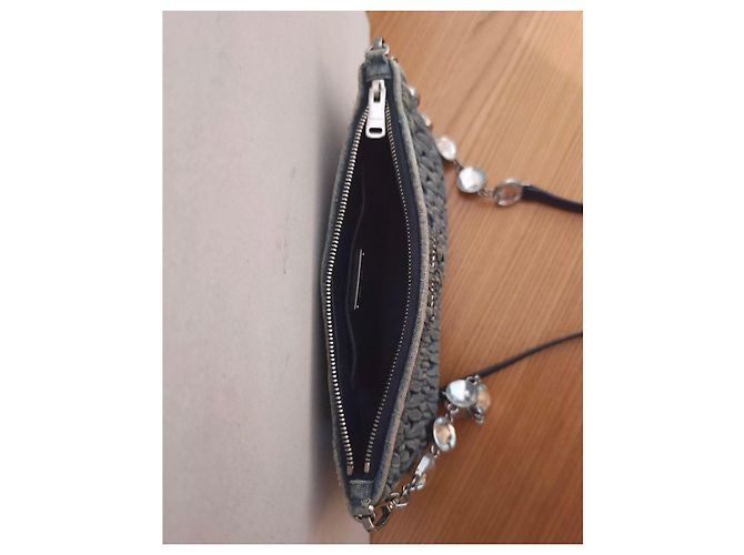 Miu Miu blue denim shoulder bag adorned with crystals - view 9