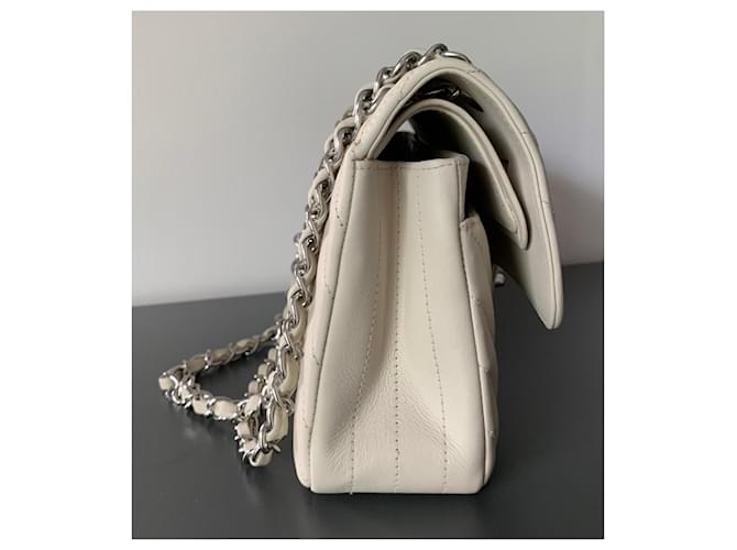 Borsa a tracolla Chanel Timeless Classique Chevron Medium Beige - vista 5