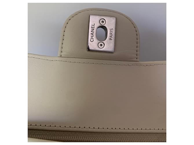 Borsa a tracolla Chanel Timeless Classique Chevron Medium Beige - vista 8